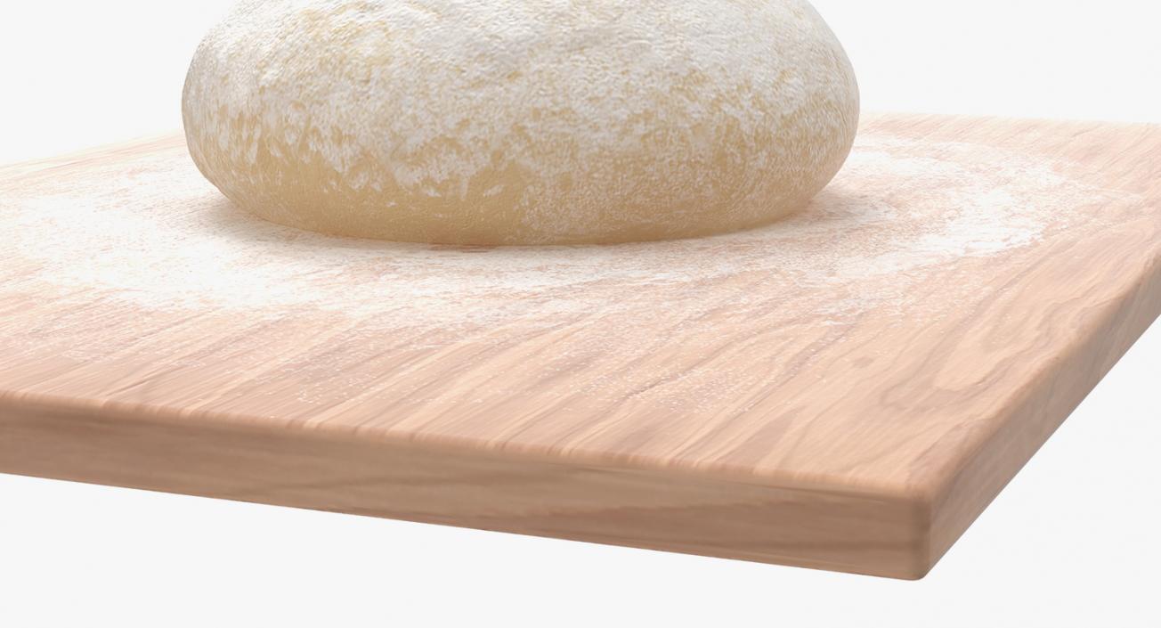 3D Dough on Wooden Board and Rolling Pin 3D Models Collection model