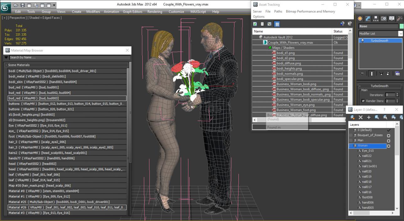 Couple With Flowers 3D model