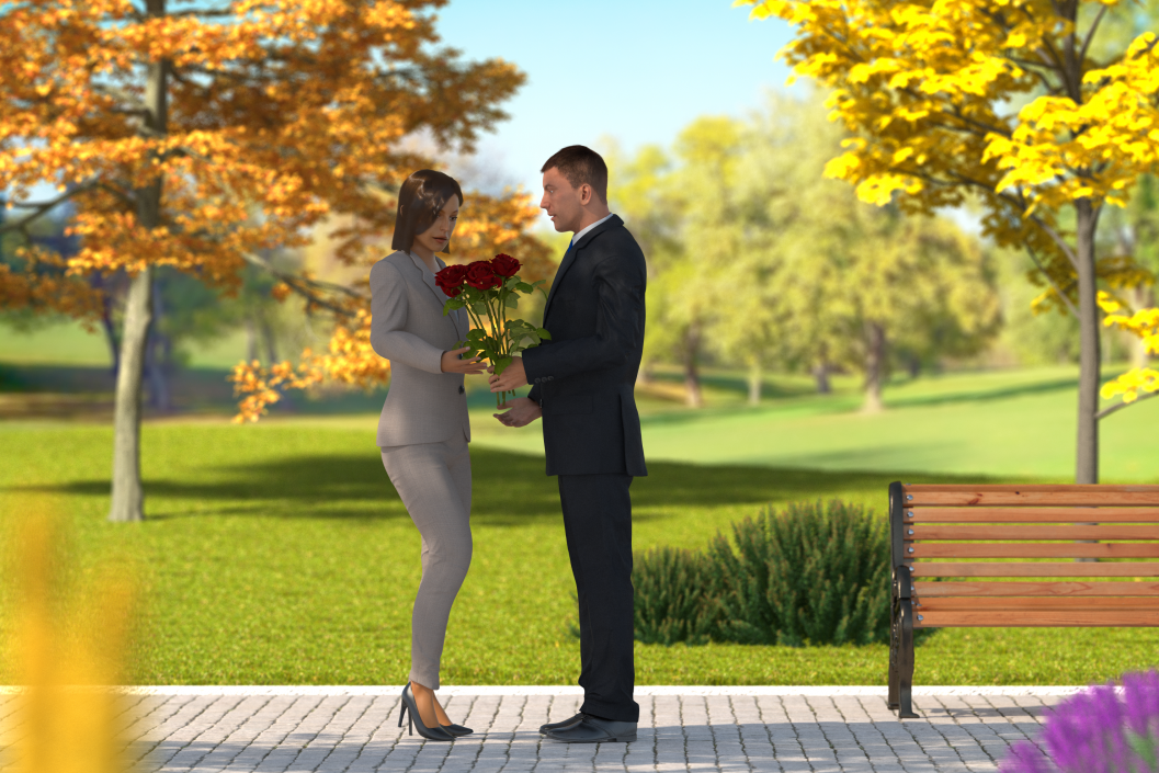 Couple With Flowers 3D model