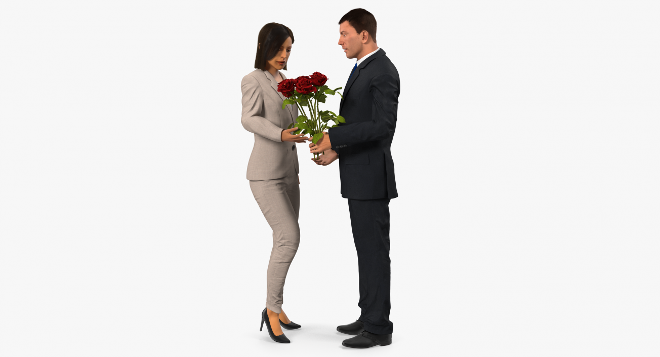 Couple With Flowers 3D model