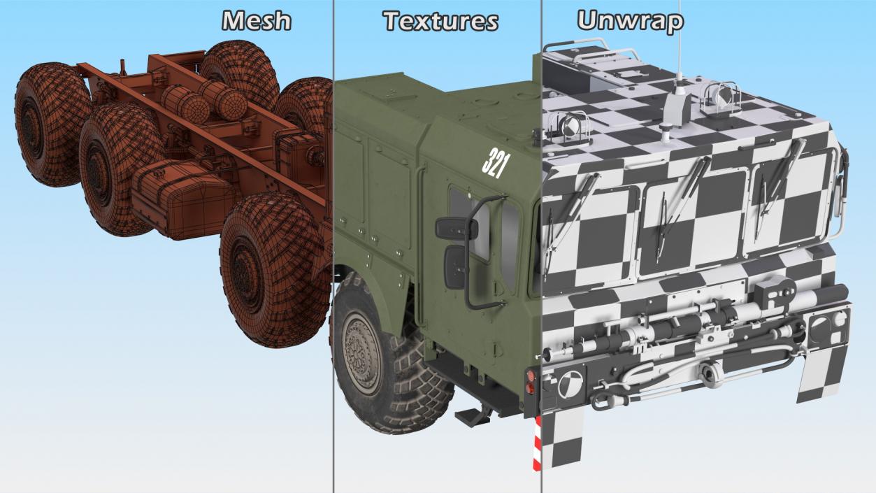 3D MZKT-7930 Astrolog Army 8x8 Transporter Rigged