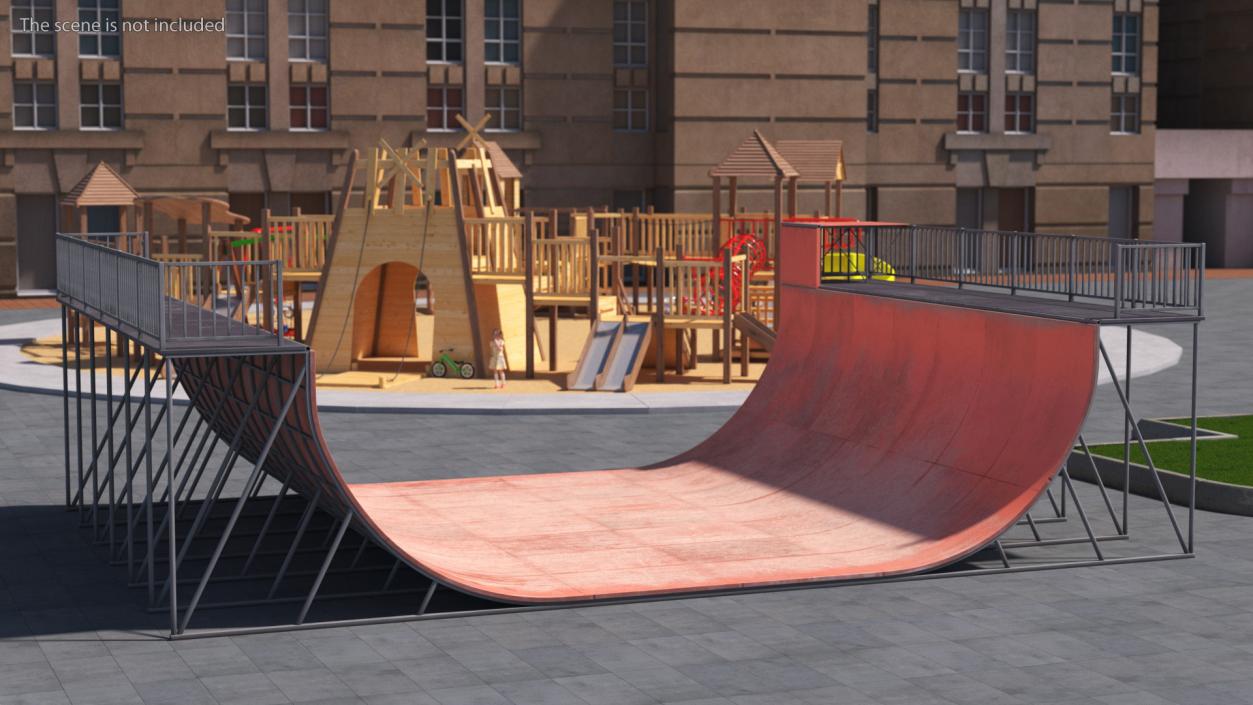 3D Action Sports Half Pipe model