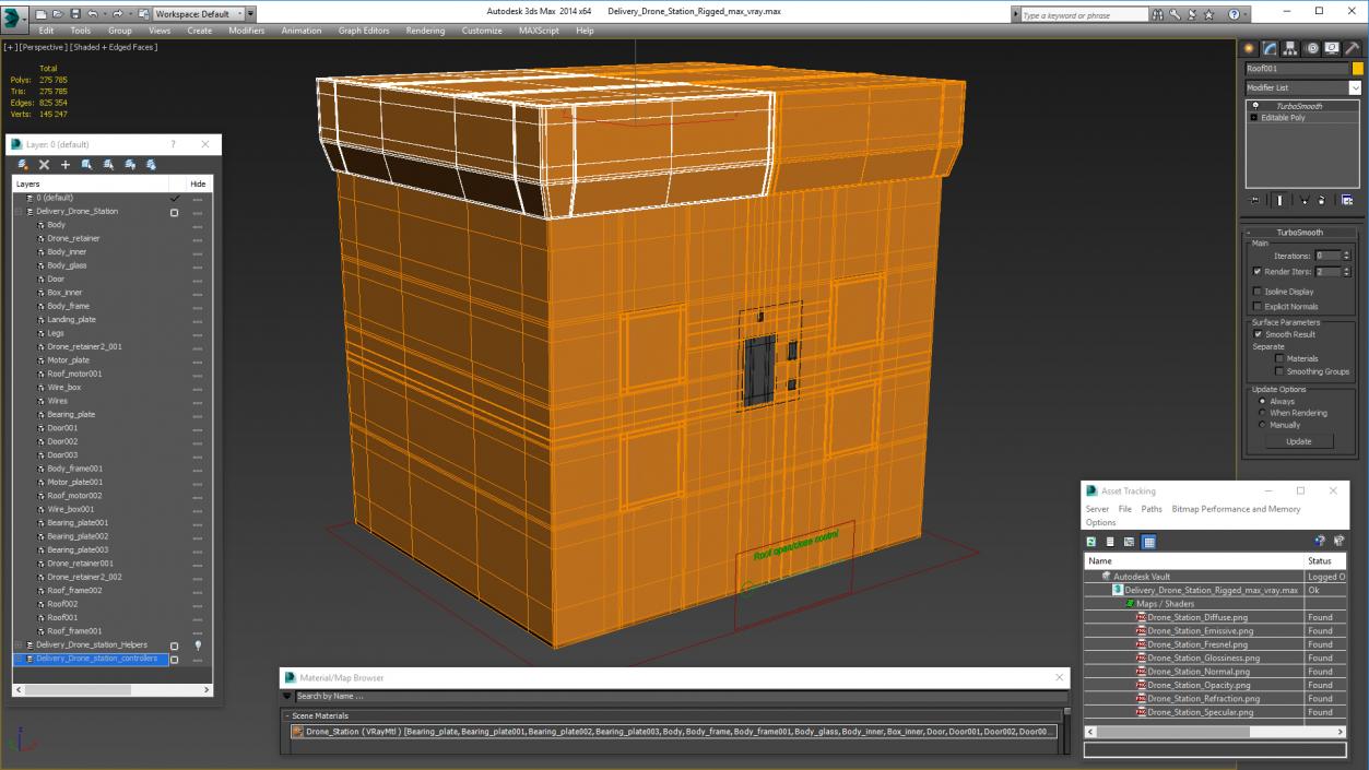 Delivery Drone Station Rigged 3D model