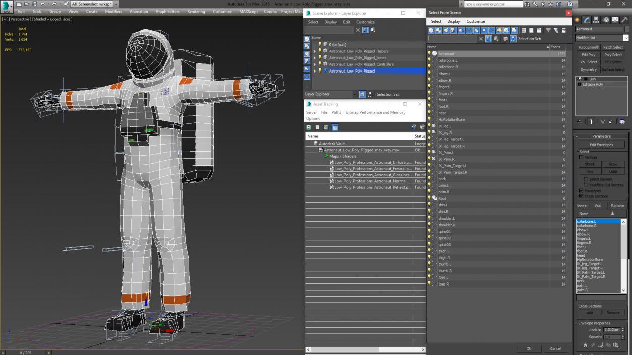 3D model Astronaut Low Poly Rigged