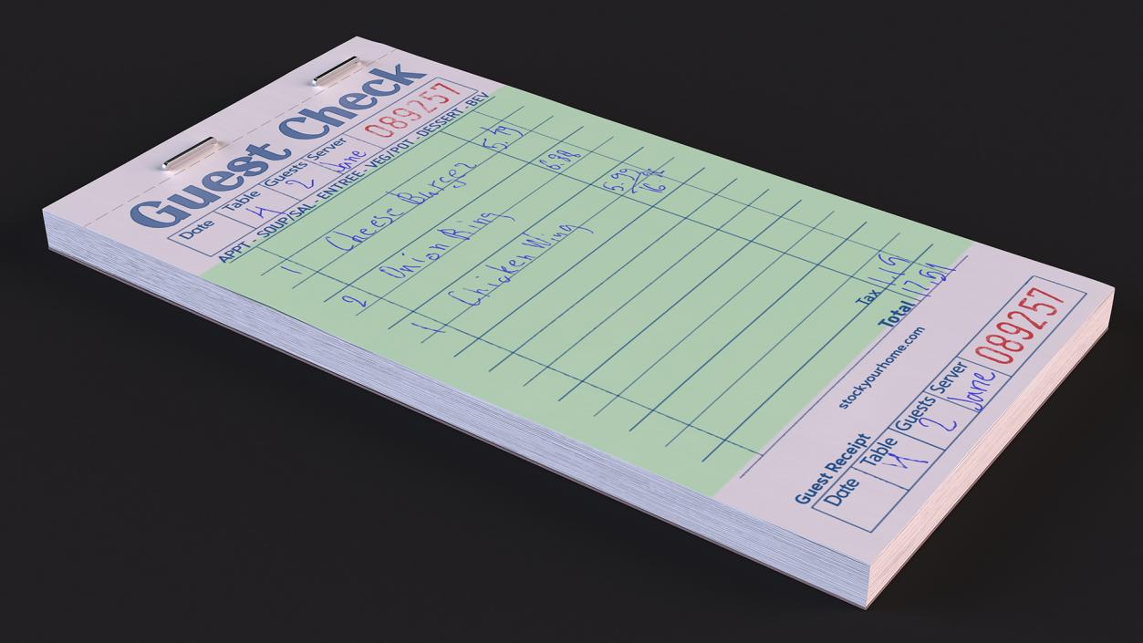 3D Guest Check Book