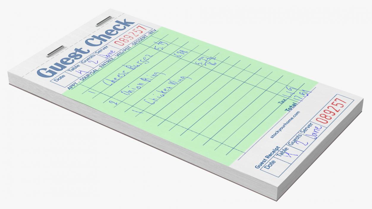 3D Guest Check Book