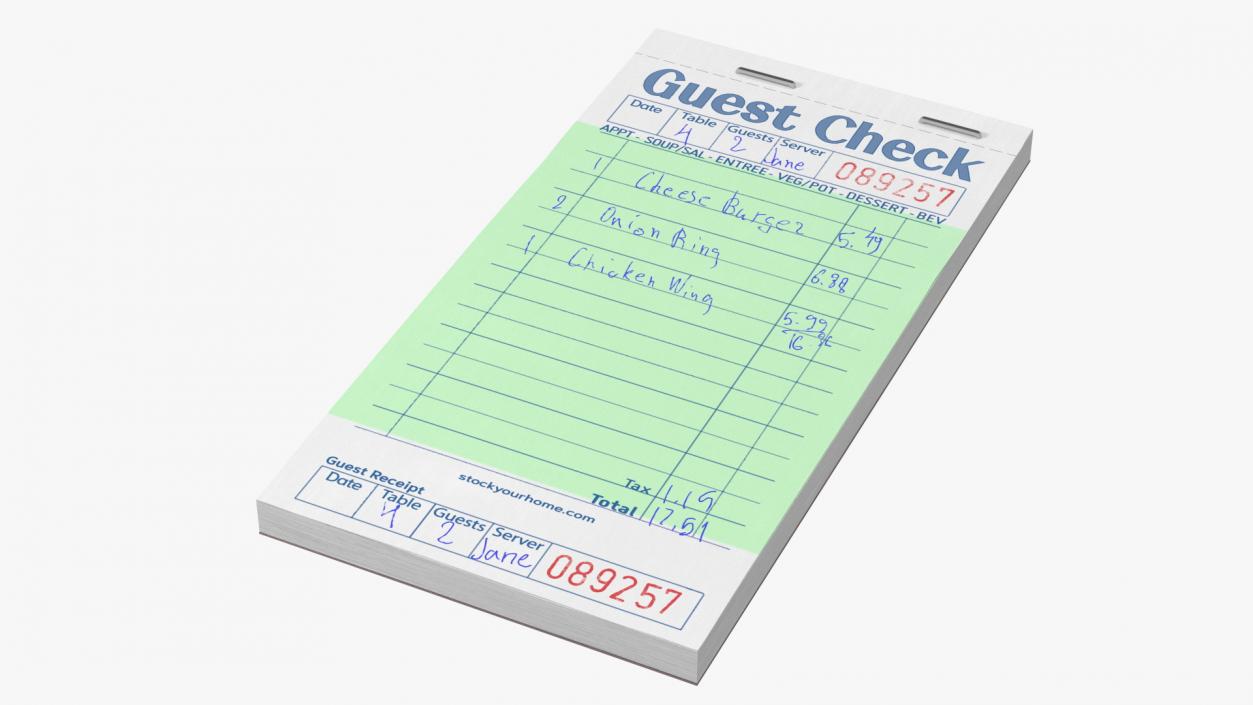 3D Guest Check Book