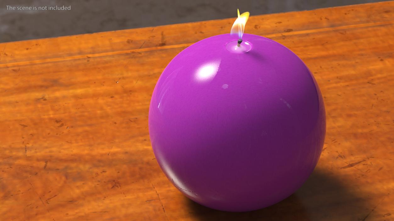 3D model Lit Altar Candle Sphere Purple