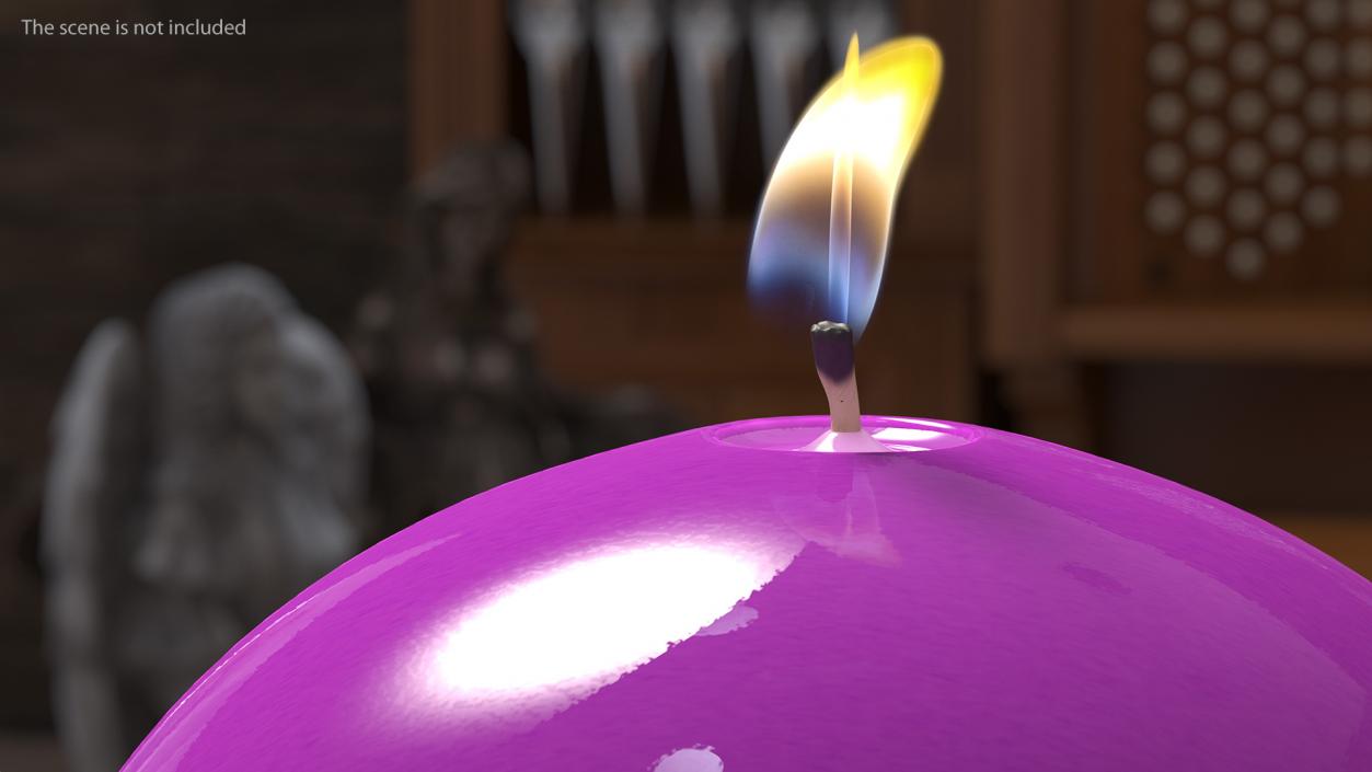 3D model Lit Altar Candle Sphere Purple