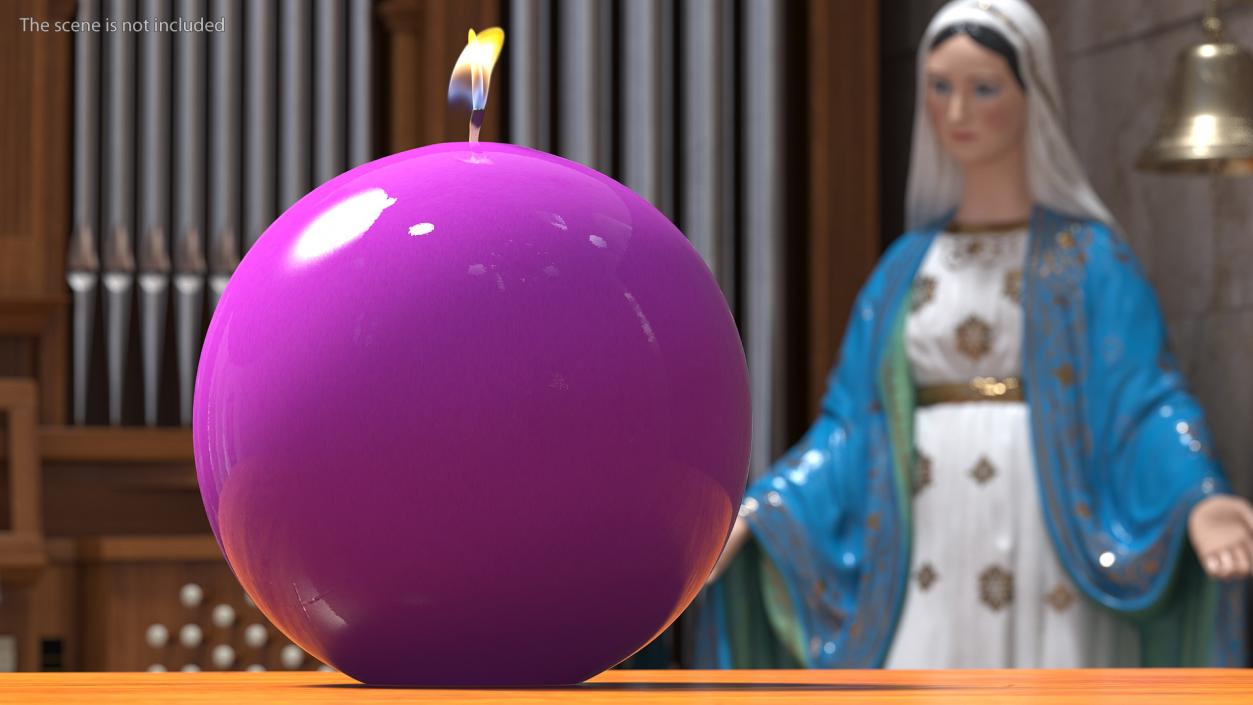 3D model Lit Altar Candle Sphere Purple