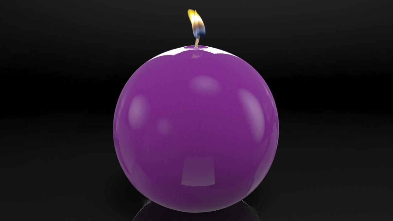 3D model Lit Altar Candle Sphere Purple