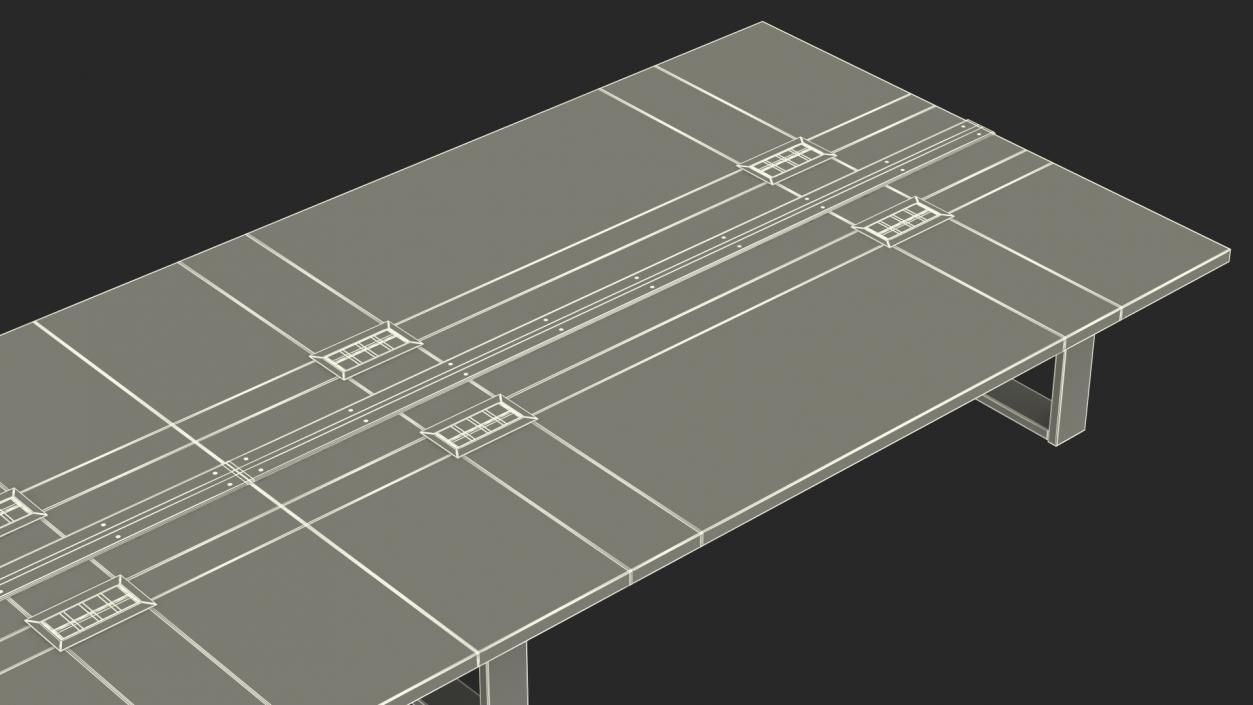 3D Conference Table with Power Outlets Set Mahogany model