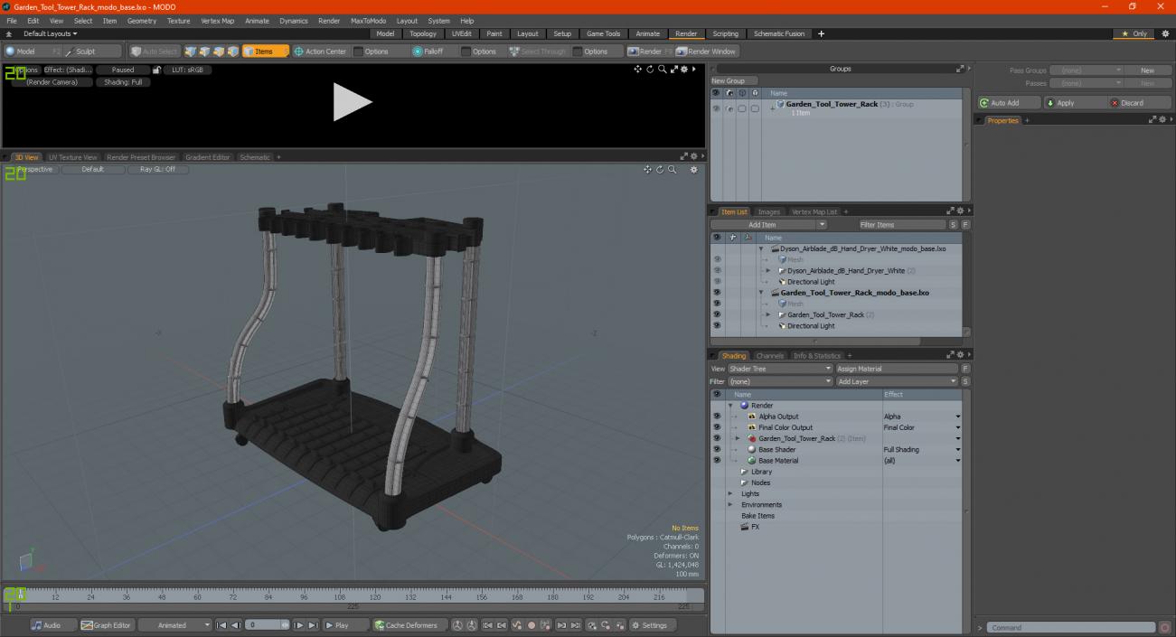 Garden Tool Tower Rack 3D