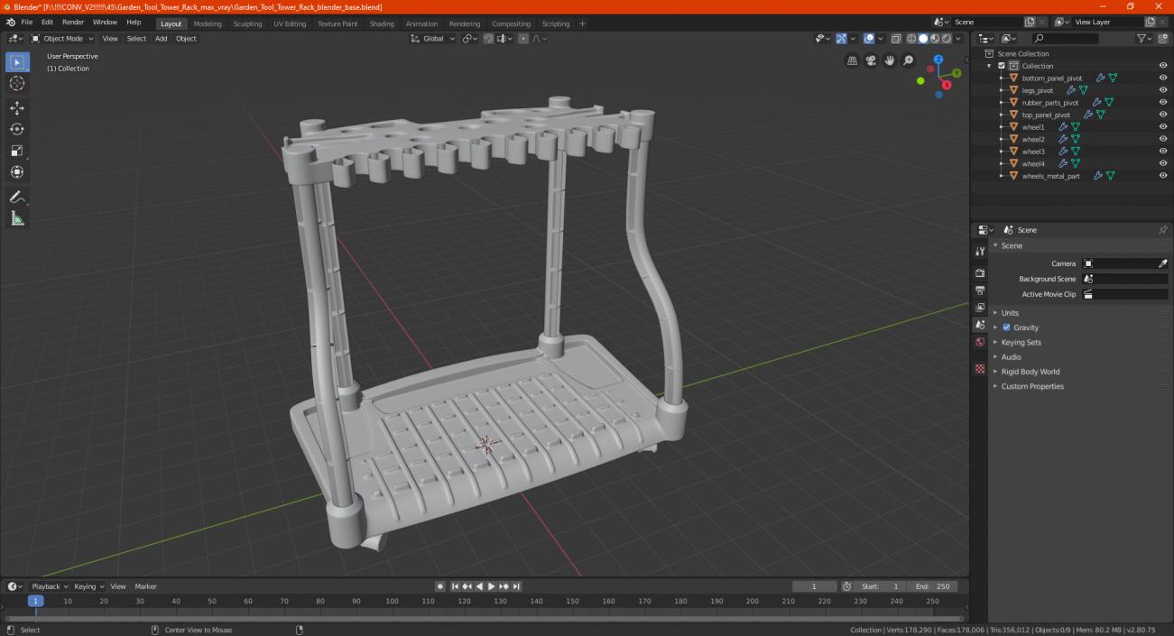 Garden Tool Tower Rack 3D