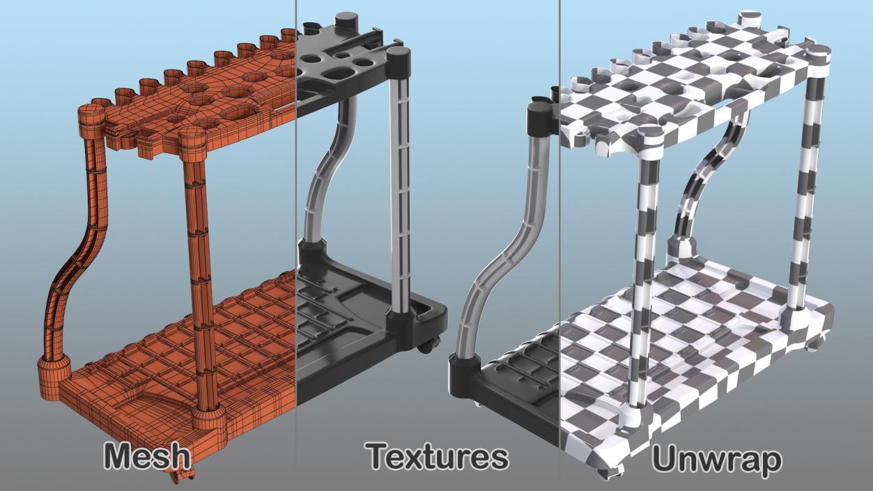 Garden Tool Tower Rack 3D