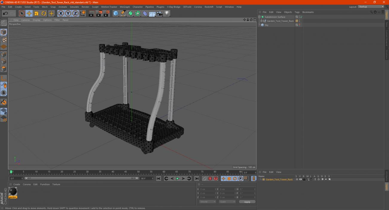 Garden Tool Tower Rack 3D