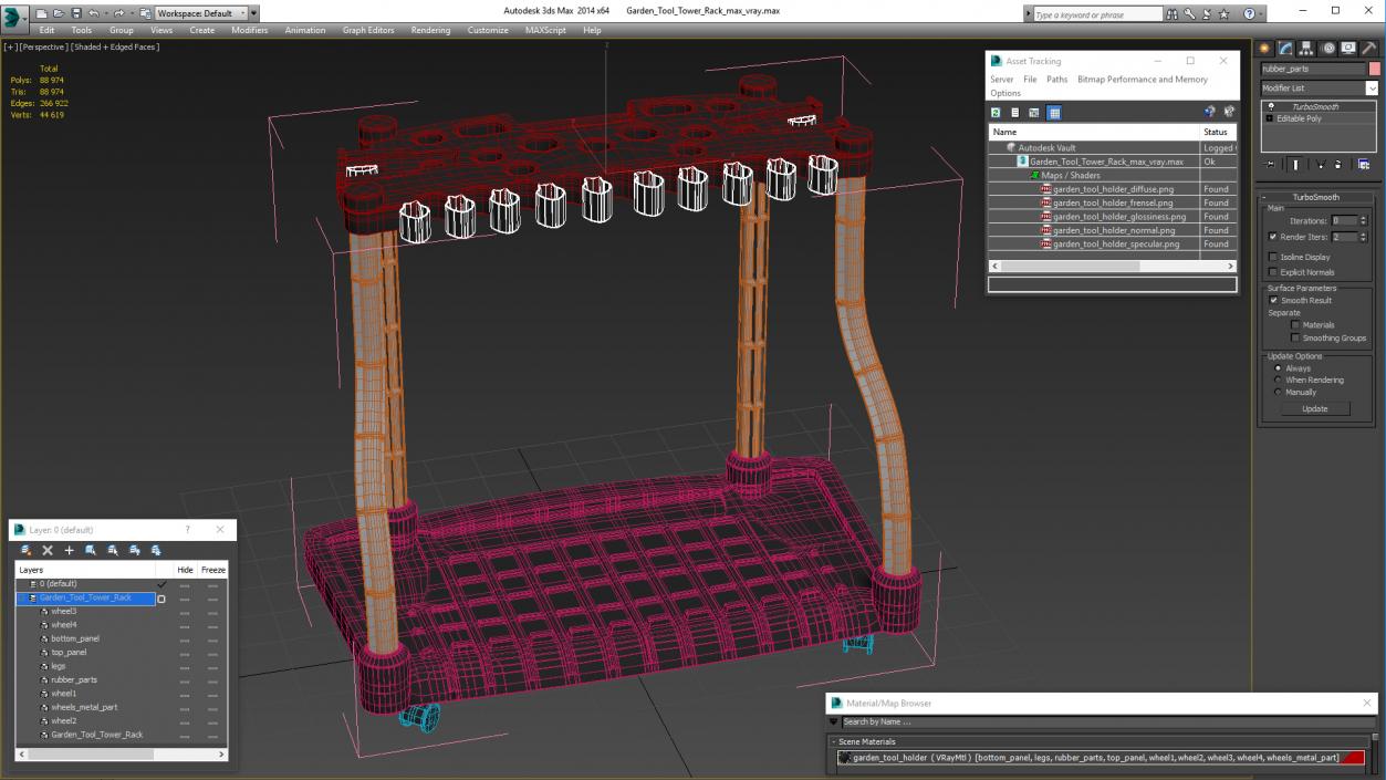 Garden Tool Tower Rack 3D