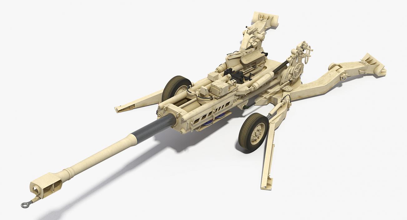 Battle Position Howitzer M777 155mm Desert 3D