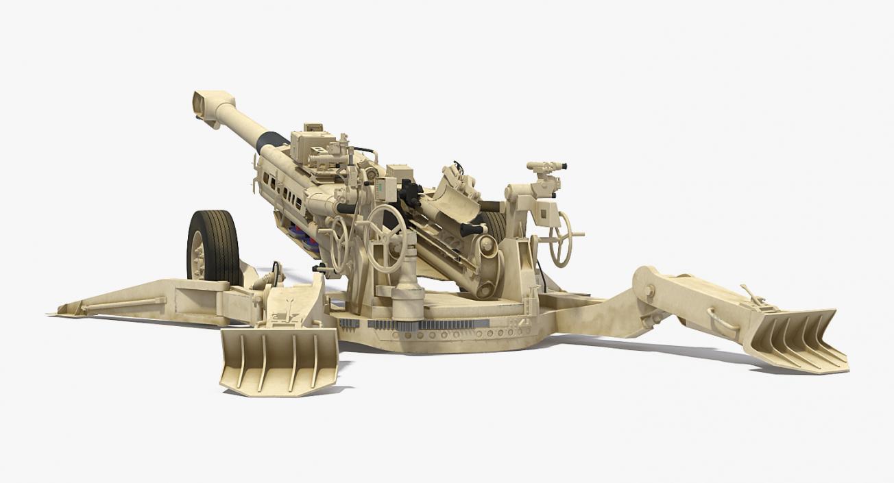 Battle Position Howitzer M777 155mm Desert 3D