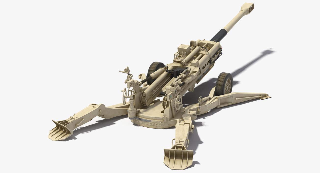 Battle Position Howitzer M777 155mm Desert 3D