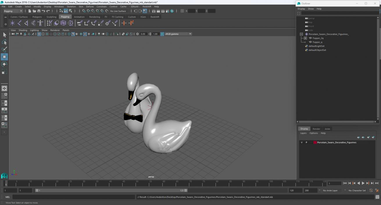 3D Porcelain Swans Decorative Figurines