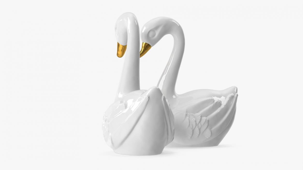 3D Porcelain Swans Decorative Figurines