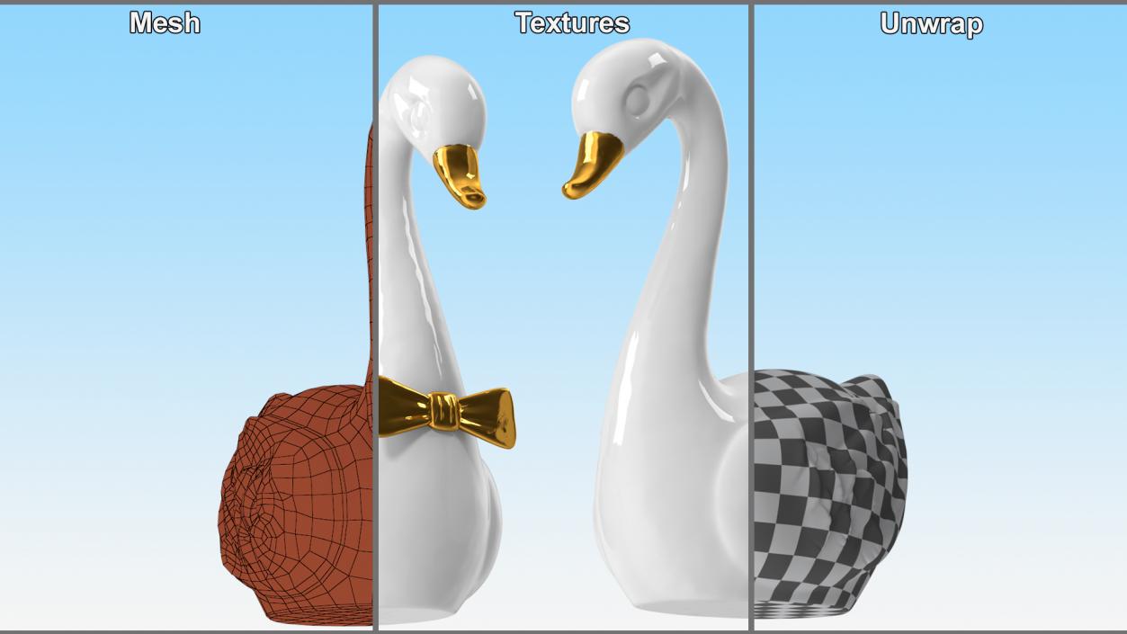 3D Porcelain Swans Decorative Figurines