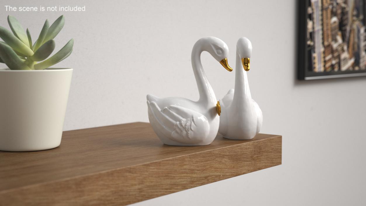 3D Porcelain Swans Decorative Figurines