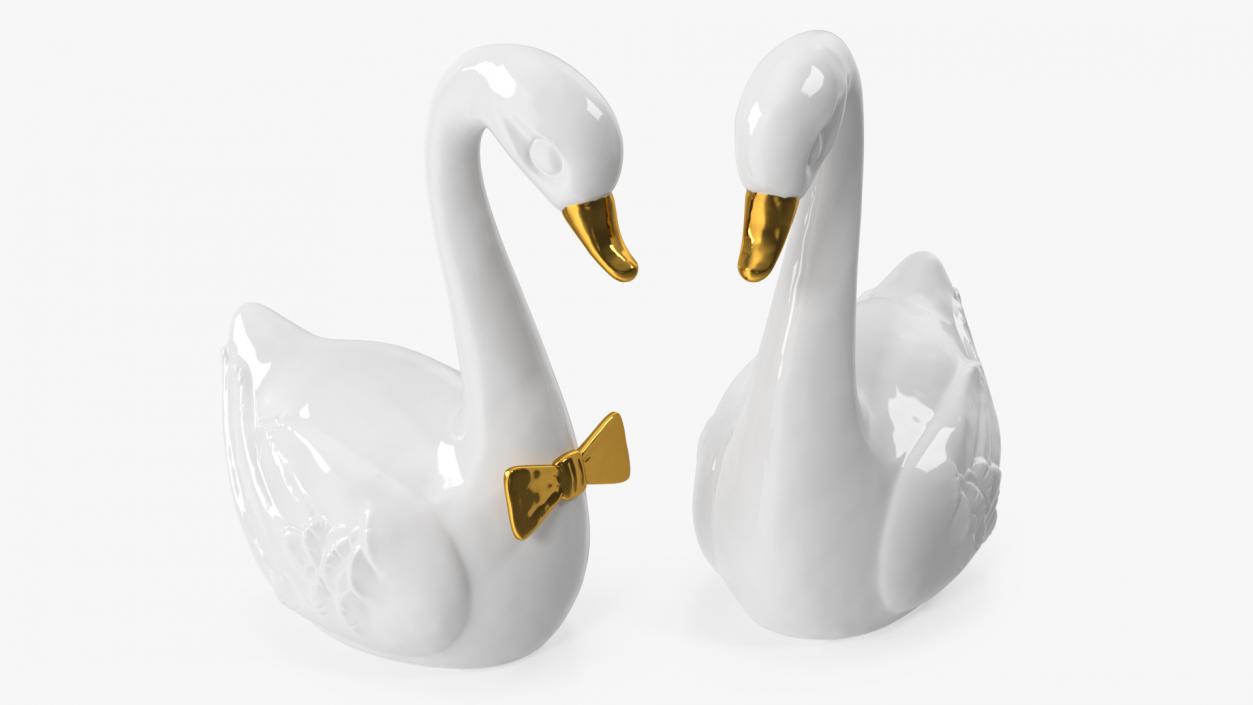 3D Porcelain Swans Decorative Figurines