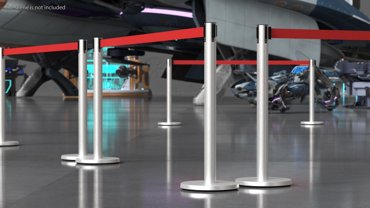 Stanchion Belt Barriers Red 3D