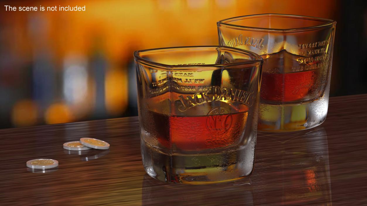 Jack Daniels Misted Rocks Glass With Whiskey 3D model