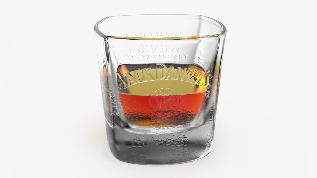 Jack Daniels Misted Rocks Glass With Whiskey 3D model