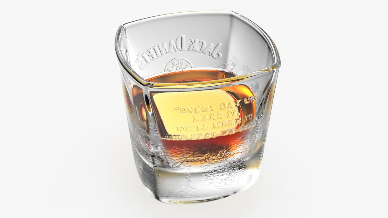 Jack Daniels Misted Rocks Glass With Whiskey 3D model