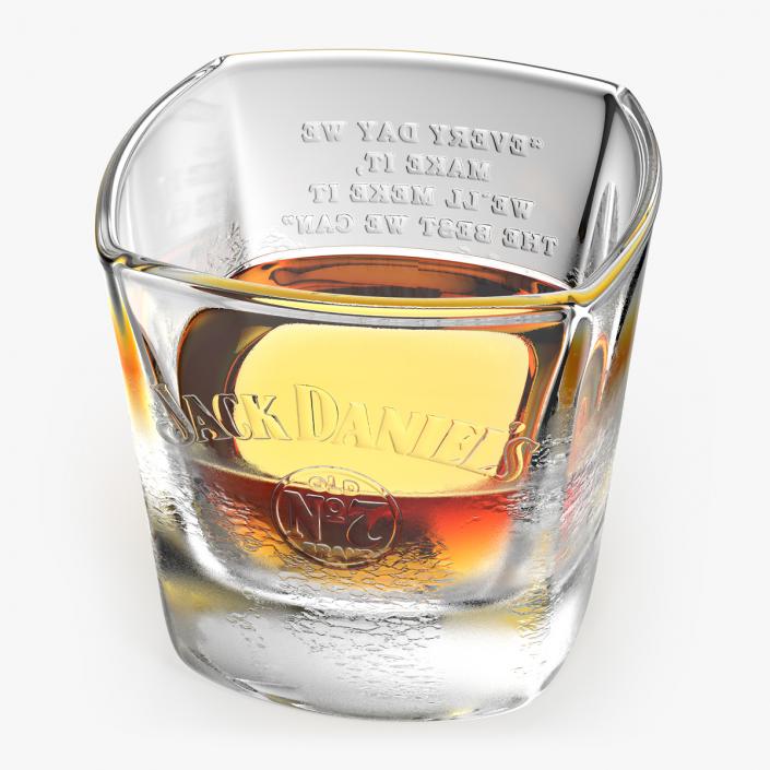 Jack Daniels Misted Rocks Glass With Whiskey 3D model