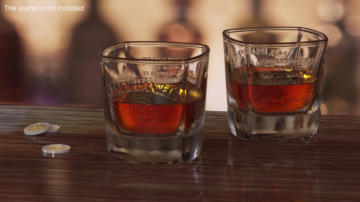 Jack Daniels Misted Rocks Glass With Whiskey 3D model