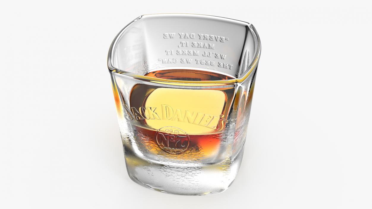 Jack Daniels Misted Rocks Glass With Whiskey 3D model