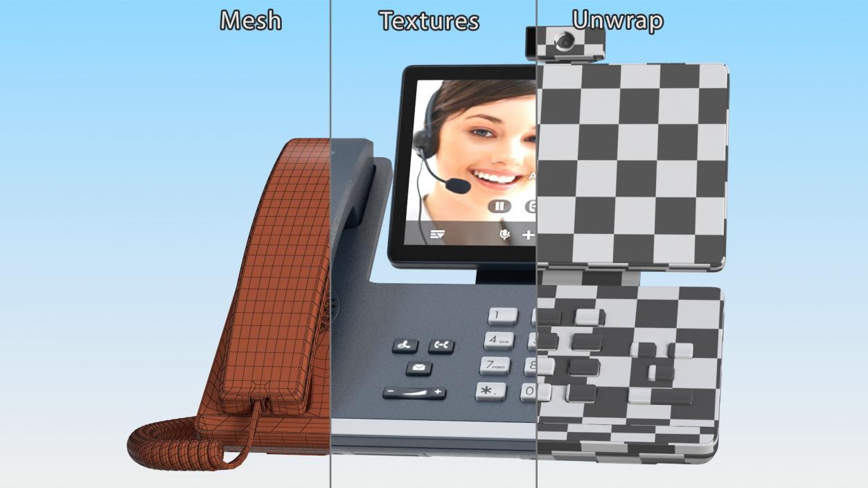 Smart Video IP Phone Matrix Blue Lights On 2 3D model