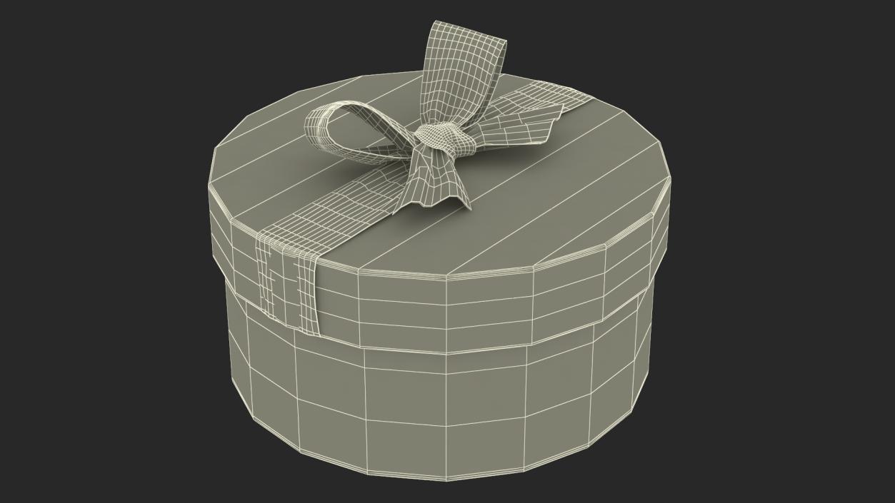 Round Gift Box with Elegant Ribbon 3D model