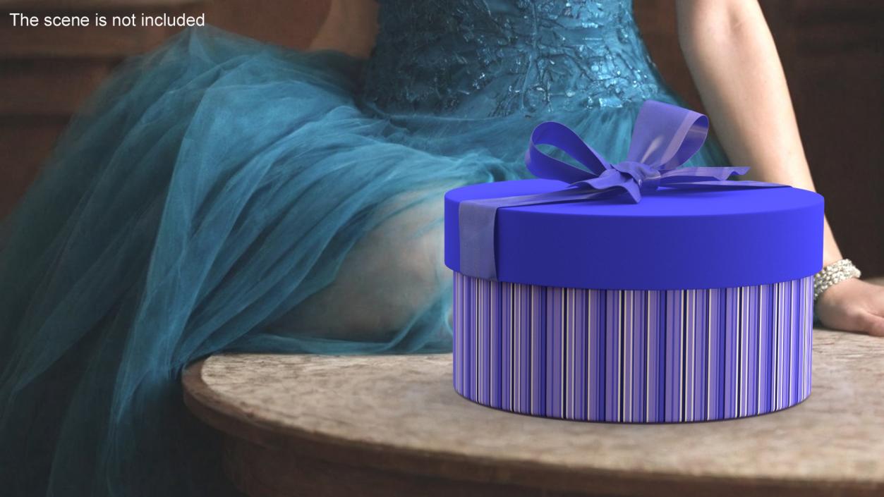 Round Gift Box with Elegant Ribbon 3D model