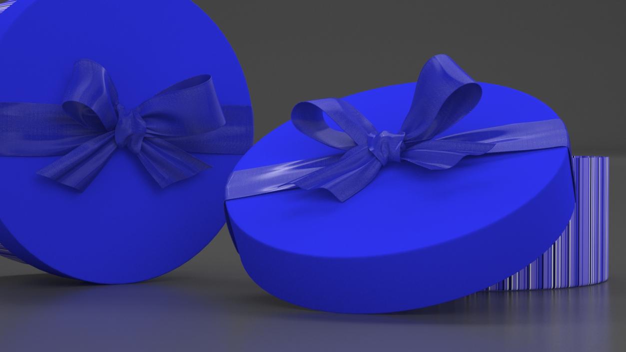 Round Gift Box with Elegant Ribbon 3D model