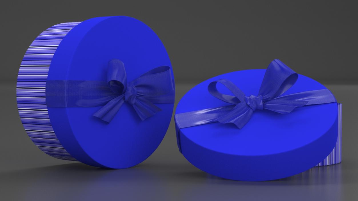 Round Gift Box with Elegant Ribbon 3D model