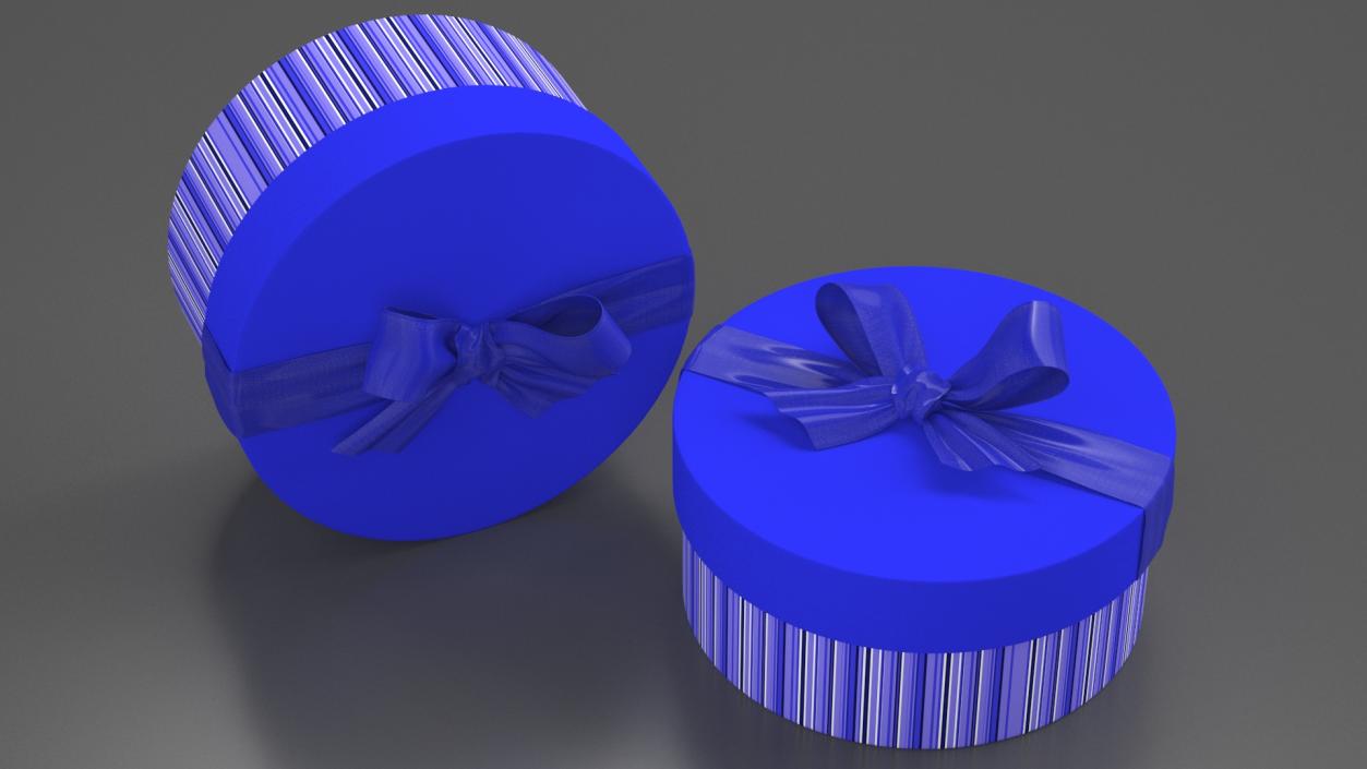 Round Gift Box with Elegant Ribbon 3D model