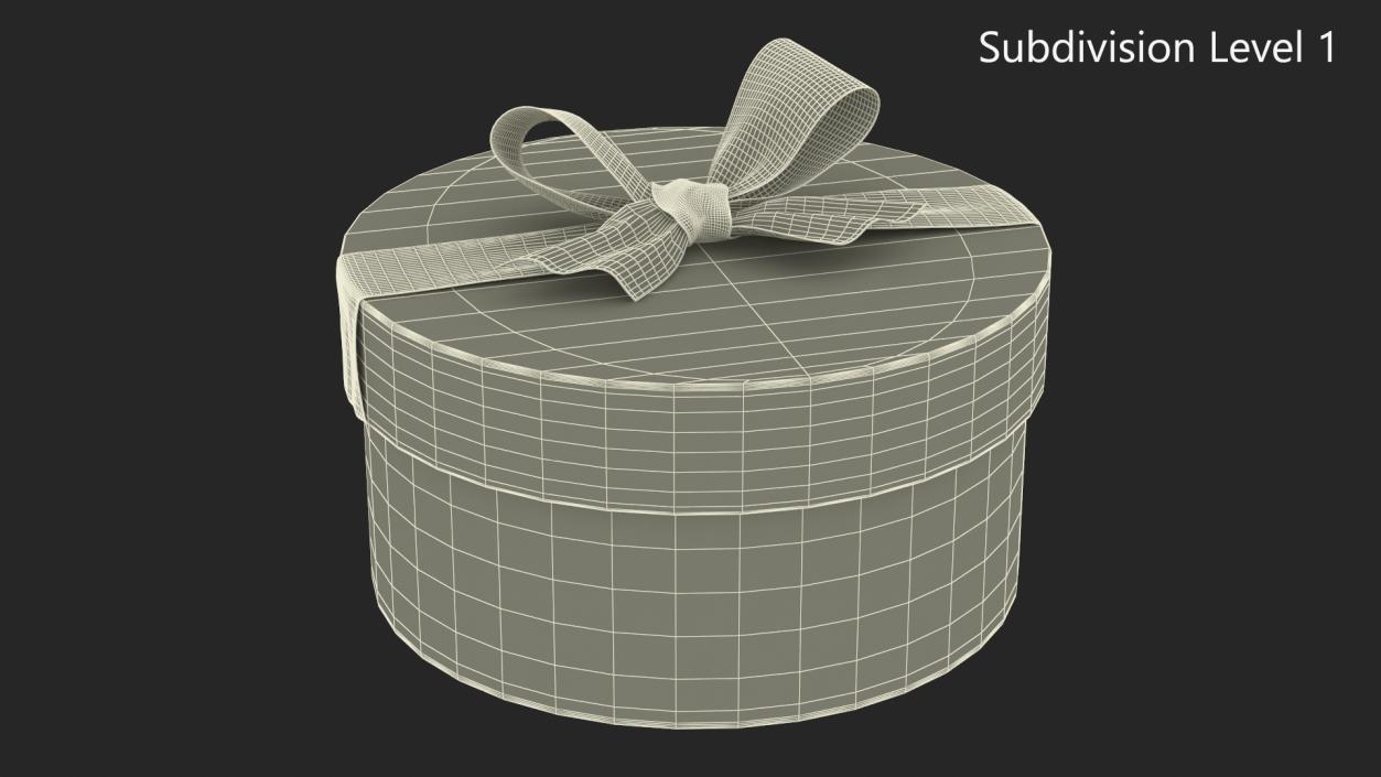 Round Gift Box with Elegant Ribbon 3D model