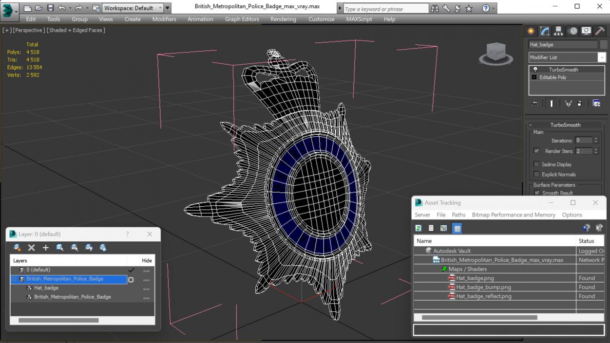 3D British Metropolitan Police Badge model