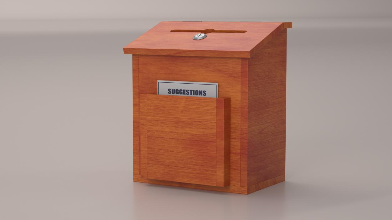 Brown Wooden Suggestion Box with Card 2 3D model