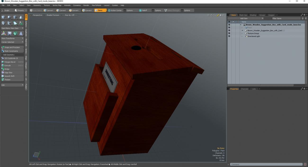 Brown Wooden Suggestion Box with Card 2 3D model