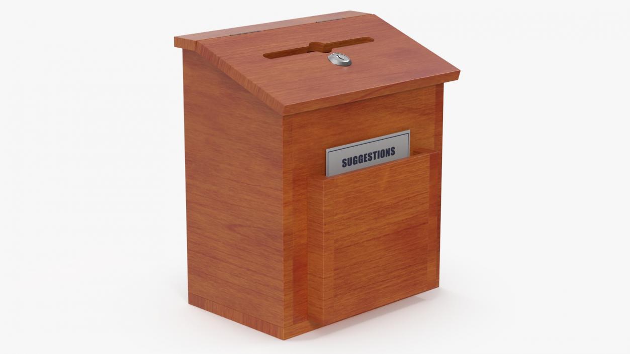 Brown Wooden Suggestion Box with Card 2 3D model