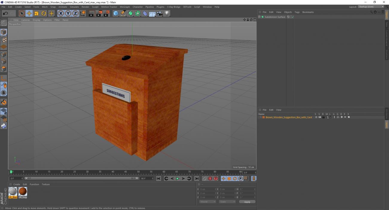 Brown Wooden Suggestion Box with Card 2 3D model