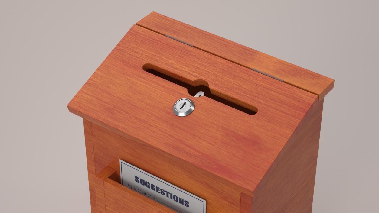 Brown Wooden Suggestion Box with Card 2 3D model