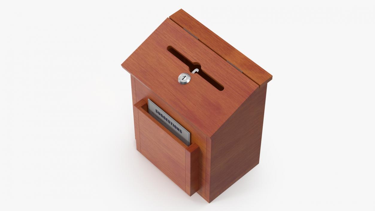 Brown Wooden Suggestion Box with Card 2 3D model